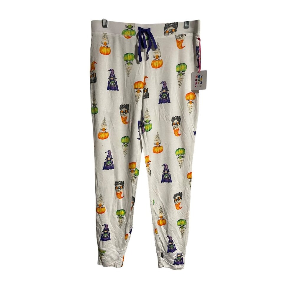 Novogratz Sleep Jogger Style Pajama Bottoms Halloween Pattern Gnomes Womens Size